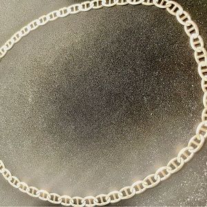 Unisex 8mm .925 18 inch flat mariner necklace chain link choker made in Italy